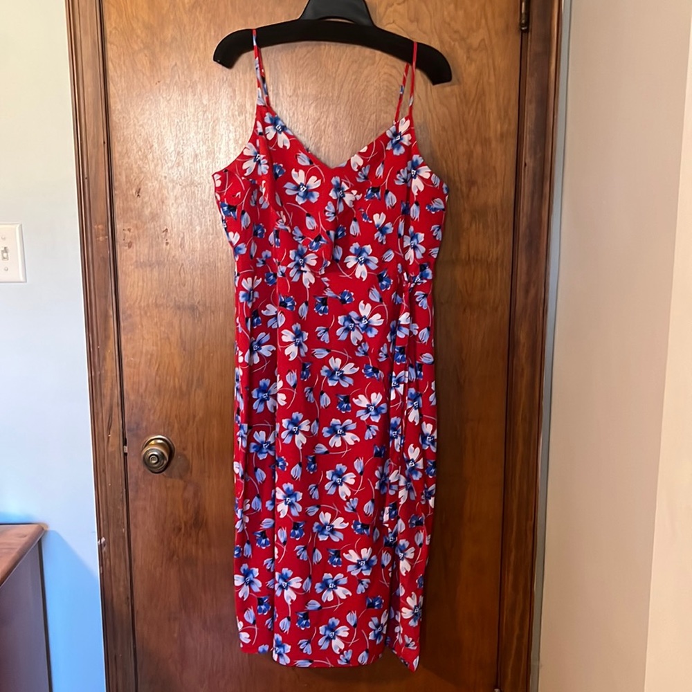 Strappy, Faux-Wrap Floral Dress